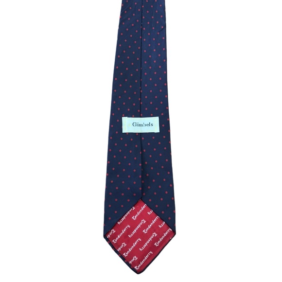 Gimbels navy tie with red polkadots. Vintage tie from Londonderry Ireland. EUC - Picture 4 of 4